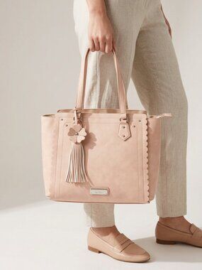 Nicole Miller Pale Pink(Latte) Tassel Handbag